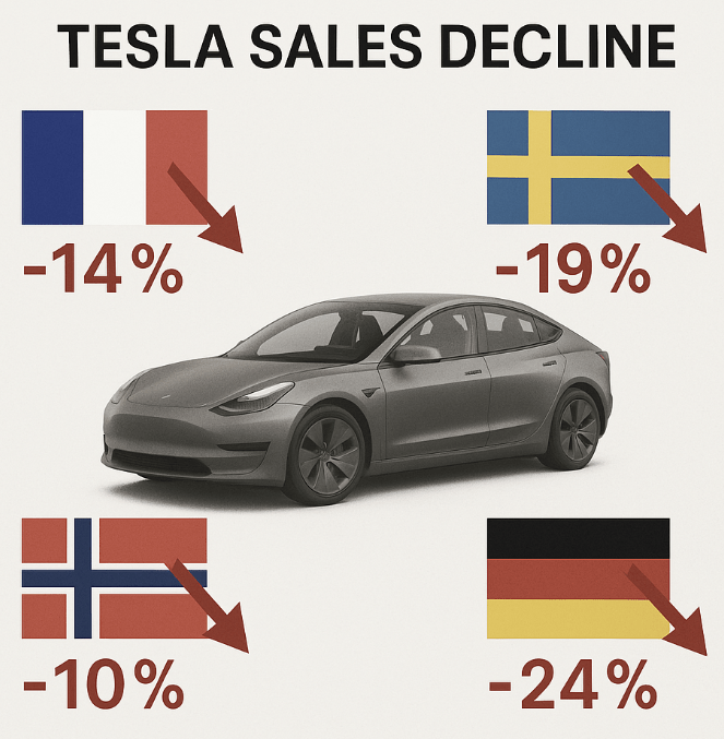유럽 시장에서 테슬라 판매 감소
Tesla Sales Decline in European Market