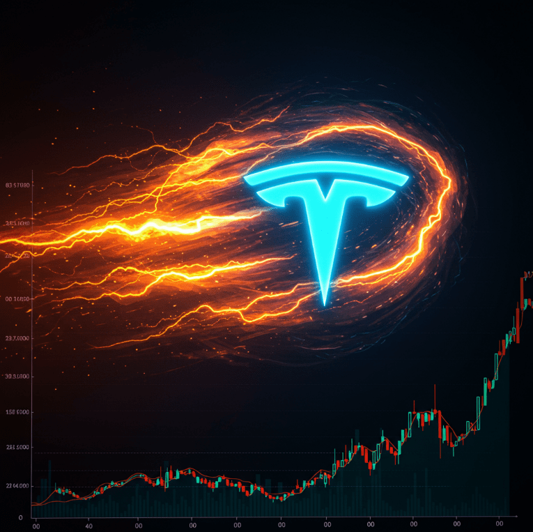 테슬라 주가 차트, 상당한 상승 추세 보여(Tesla stock chart showing a significant upward trend)